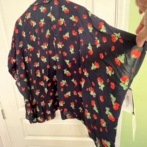 Aritzia Sunday Best Women’s Indigo Blue/Strawberry Open Front Blouse.  Sz XXS/XS - Picture 7 of 12